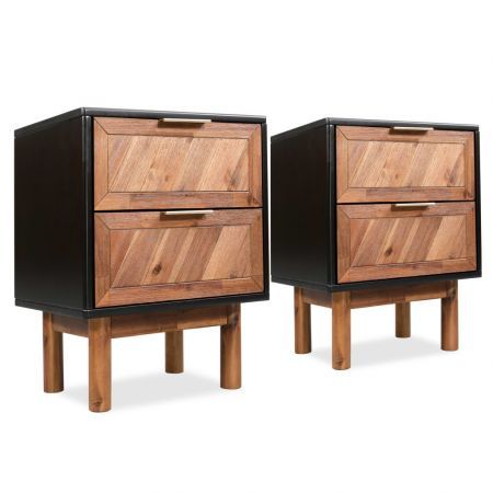 Bedside Cabinets 2 pcs Solid Acacia Wood 40x30x53 cm