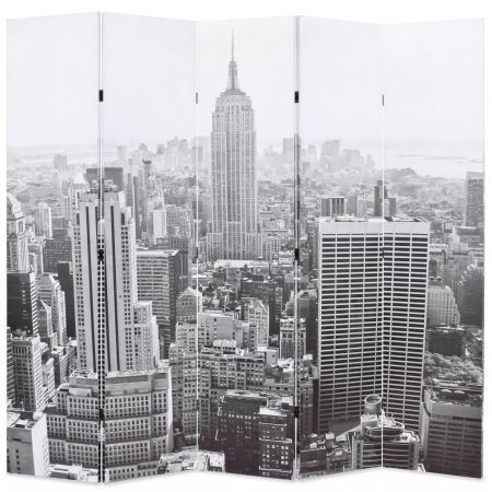 Folding Room Divider 200x180 cm New York by Day Black and White