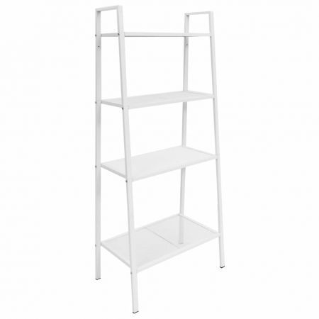 Ladder Bookcase 4 Tiers Metal White, White Ladder Bookcase Canada