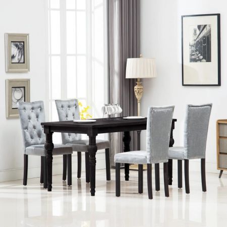 Dining Chairs 4 pcs Velvet Silver