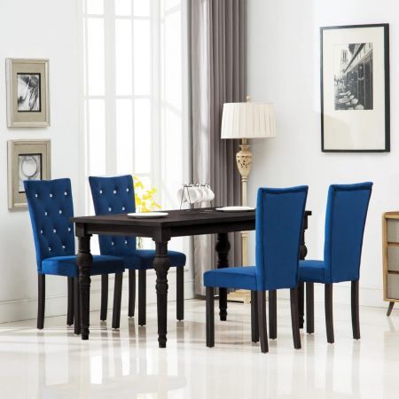 Dining Chairs 4 pcs Velvet Dark Blue