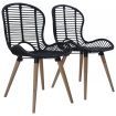 Dining Chairs 2 pcs Natural Rattan Black