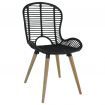 Dining Chairs 2 pcs Natural Rattan Black