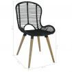 Dining Chairs 2 pcs Natural Rattan Black