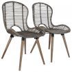 Dining Chairs 2 pcs Natural Rattan Brown