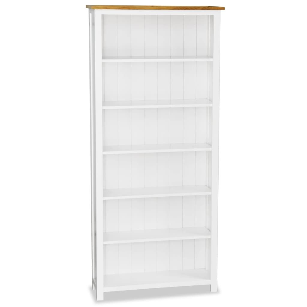 6-Tier Bookcase 80x30x180 cm Solid Oak Wood