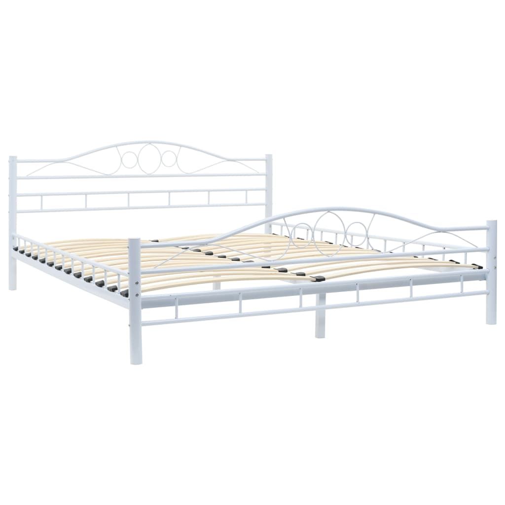 Bed Frame White Metal 153x203 cm Queen Size