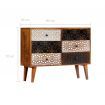 Sideboard with Printed Pattern 90x30x70 cm Solid Mango Wood