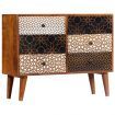 Sideboard with Printed Pattern 90x30x70 cm Solid Mango Wood