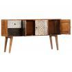 Sideboard with Printed Pattern 130x30x70 cm Solid Mango Wood