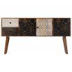 Sideboard with Printed Pattern 130x30x70 cm Solid Mango Wood