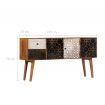 Sideboard with Printed Pattern 130x30x70 cm Solid Mango Wood