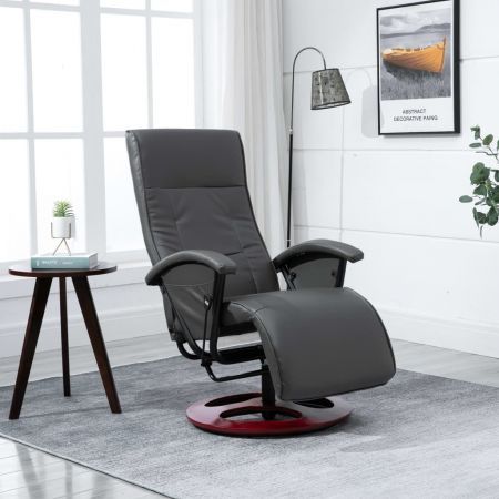 Swivel TV Armchair Grey Faux Leather