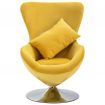 Swivel Egg Chair with Cushion Yellow Velvet