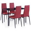 Five Piece Dining Set Wine Red