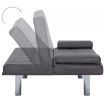 Sofa Bed with Two Pillows Grey Faux Leather