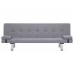 Sofa Bed Couch Polyester Light Grey with Two Pillows