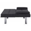 Sofa Bed with Two Pillows Dark Grey Polyester