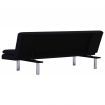 Sofa Bed with Two Pillows Black Polyester