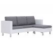 3-Seater Sofa with Cushions White Faux Leather