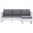 3-Seater Sofa with Cushions White Faux Leather