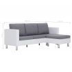 3-Seater Sofa with Cushions White Faux Leather