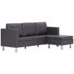 3-Seater Sofa with Cushions Grey Faux Leather
