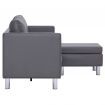 3-Seater Sofa with Cushions Grey Faux Leather