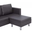 3-Seater Sofa with Cushions Grey Faux Leather