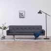 Sofa Bed with Armrest Grey Faux Leather