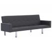 Sofa Bed with Armrest Grey Faux Leather