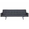 Sofa Bed with Armrest Grey Faux Leather