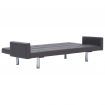 Sofa Bed with Armrest Grey Faux Leather