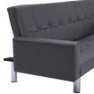 Sofa Bed with Armrest Grey Faux Leather