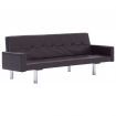 Sofa Bed with Armrest Brown Faux Leather