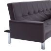 Sofa Bed with Armrest Brown Faux Leather