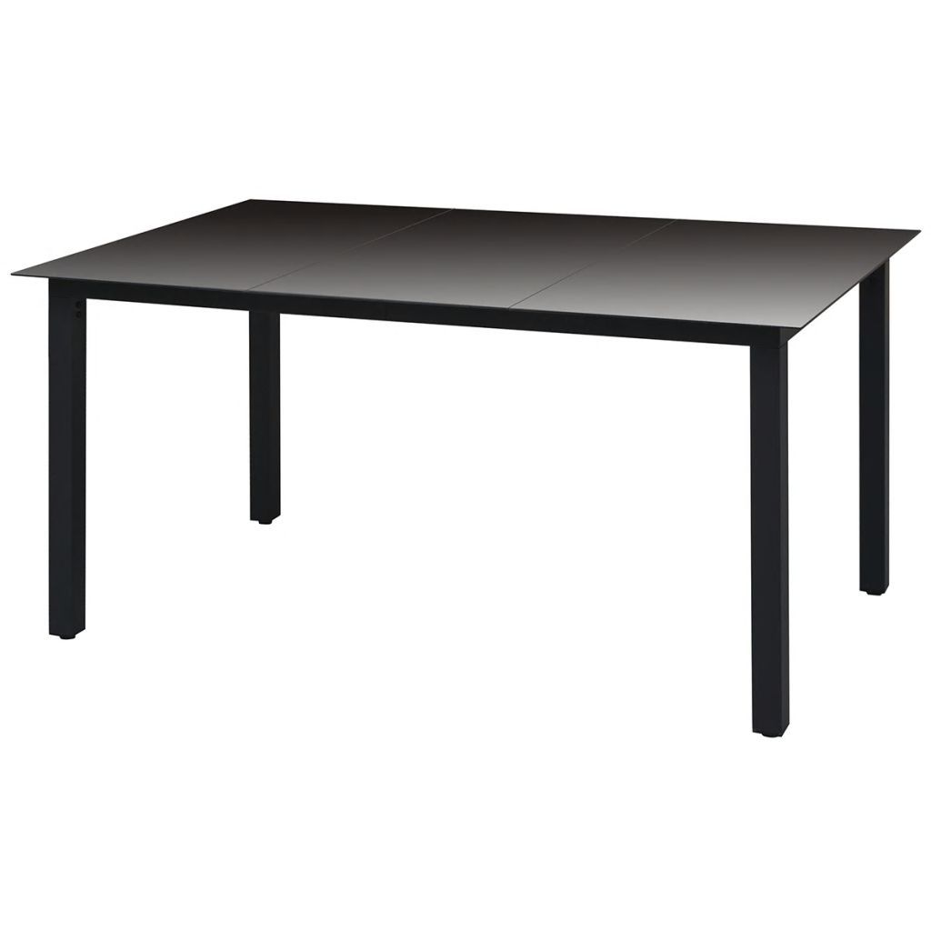 Garden Dining Table Glass Aluminium 150x90x74 cm Black