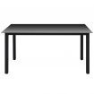 Garden Dining Table Glass Aluminium 150x90x74 cm Black