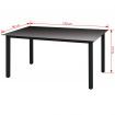Garden Dining Table Glass Aluminium 150x90x74 cm Black