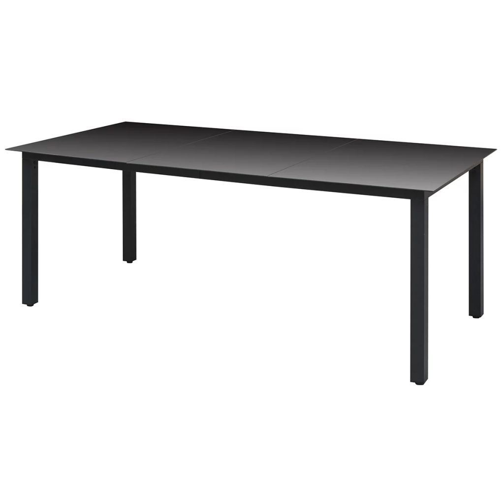 Garden Dining Table Glass Aluminium 190x90x74 cm Black