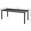 Garden Dining Table Glass Aluminium 190x90x74 cm Black