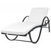 Sun Lounger with Cushion Poly Rattan Black