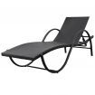 Sun Lounger with Cushion Poly Rattan Black