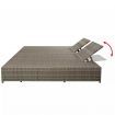 Double Sun Lounger with Cushion Poly Rattan Grey