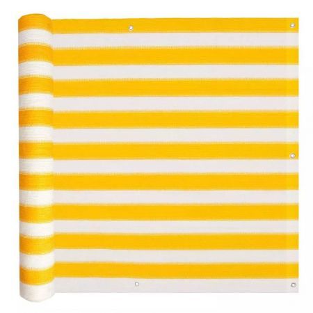 Balcony Screen HDPE 90x400 cm Yellow and White