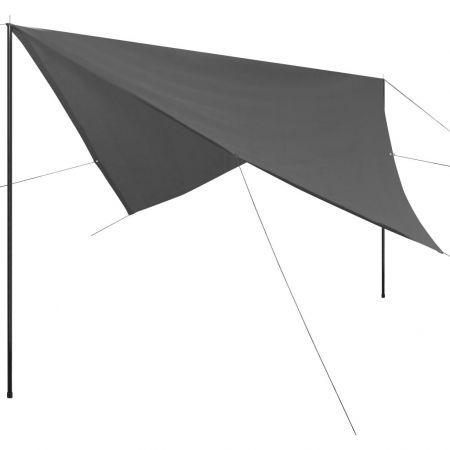 Sunshade Tarp with Poles HDPE Square 3x3 m Anthracite