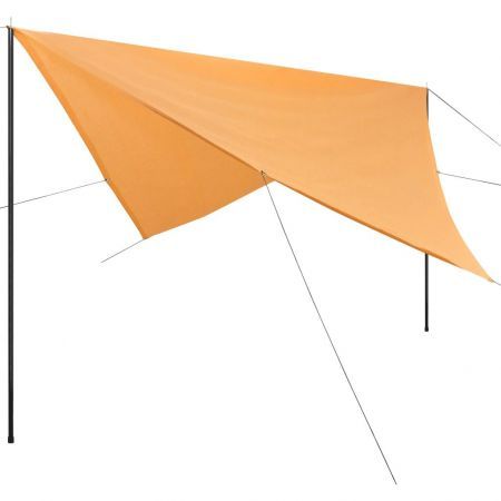 Sunshade Tarp with Poles HDPE Square 3x3 m Beige