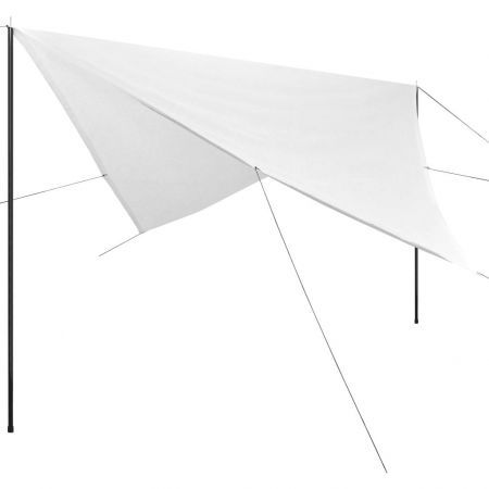 Sunshade Tarp with Poles HDPE Square 3x3 m White