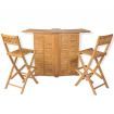 3 Piece Bistro Set with Folding Chairs Solid Teak Wood