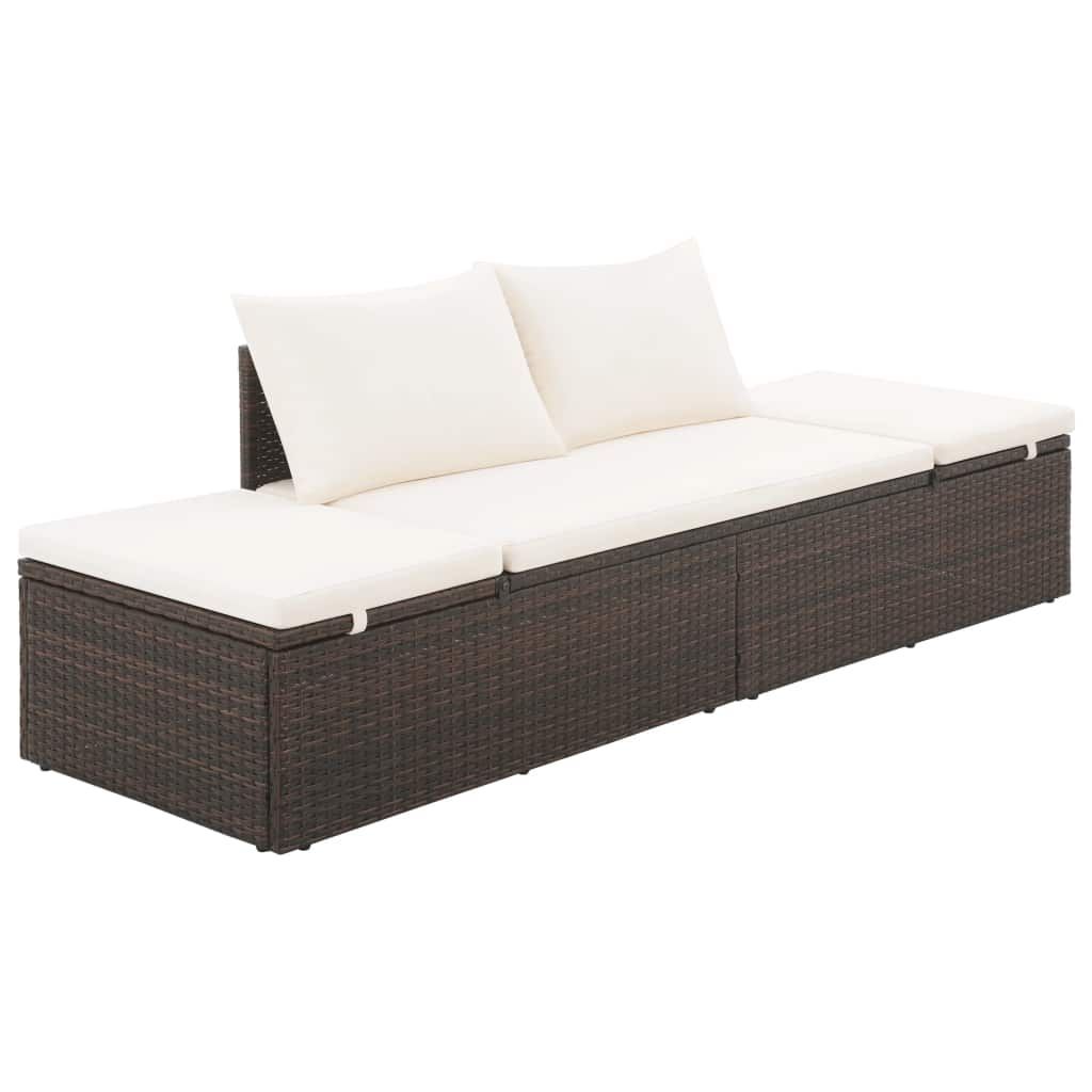 Garden Bed Brown 195x60 cm Poly Rattan